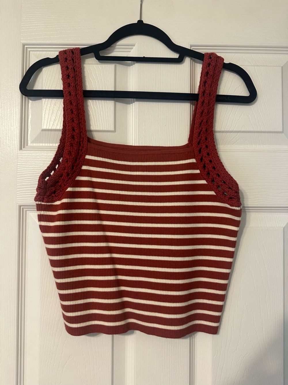 aerie Striped Knit Tank Top in Rust and Cream